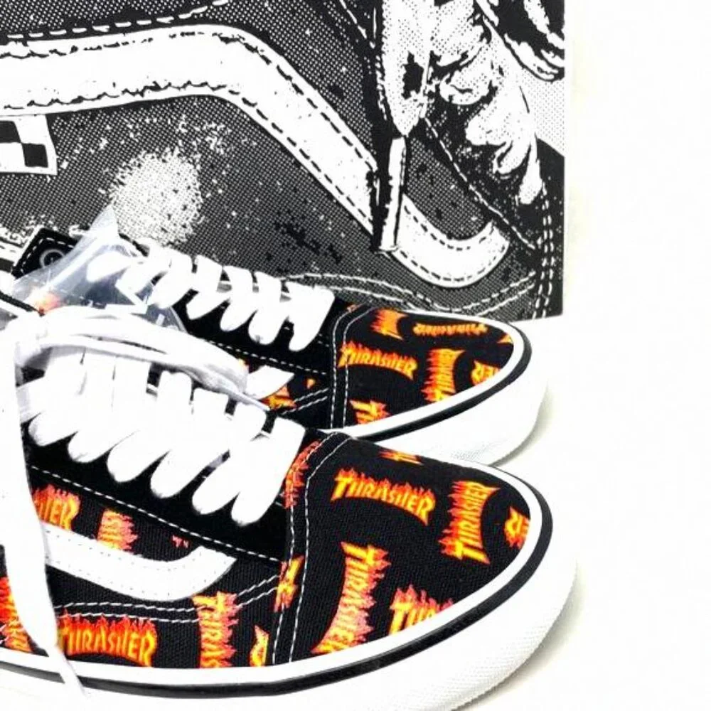 VANS x Thrasher Old Skool Skate Low Top Black VN0005W0BML Sneakers Women Canvas